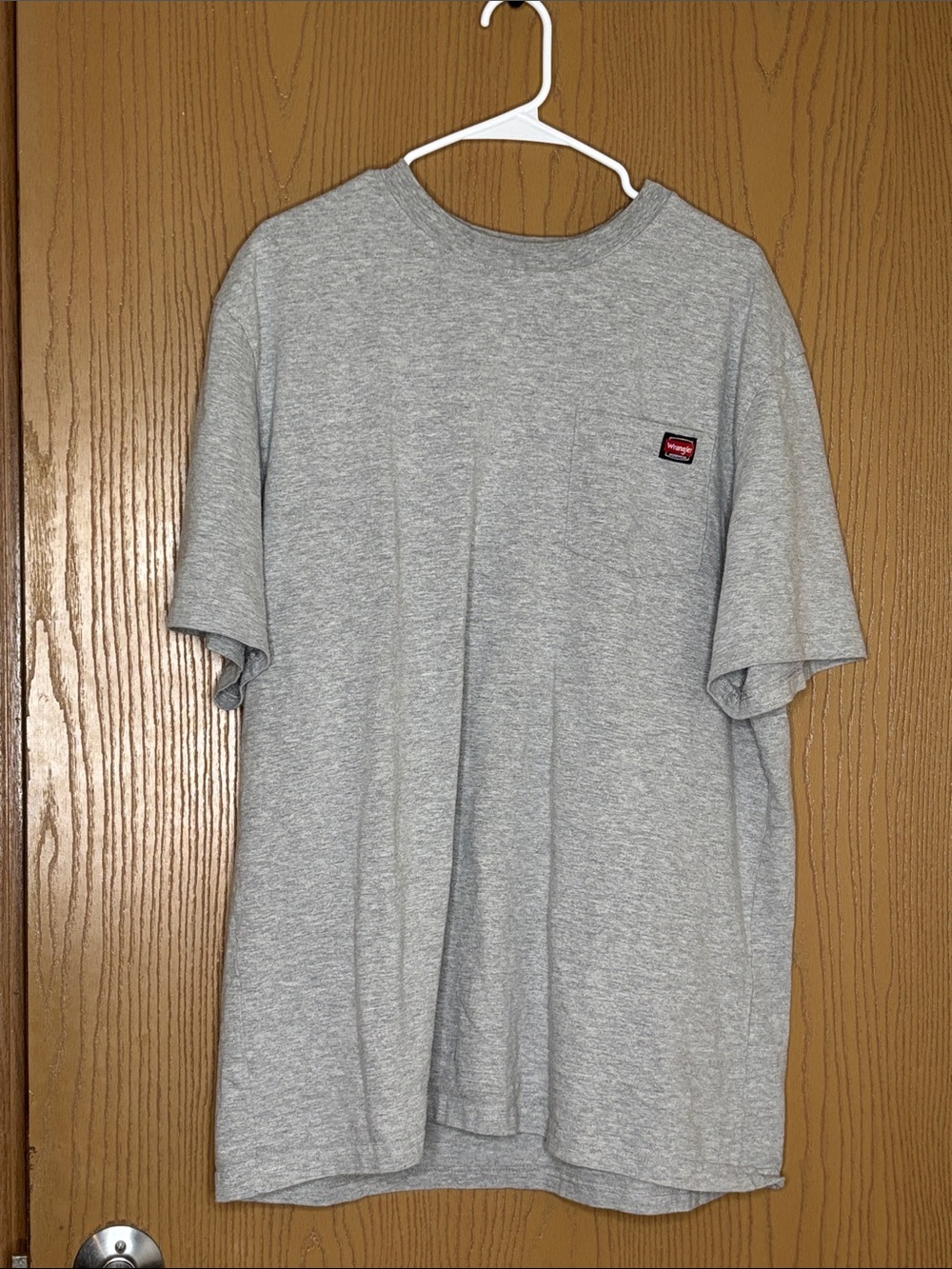 Wrangler Gray Short-Sleeve Tee with Small Red Patch